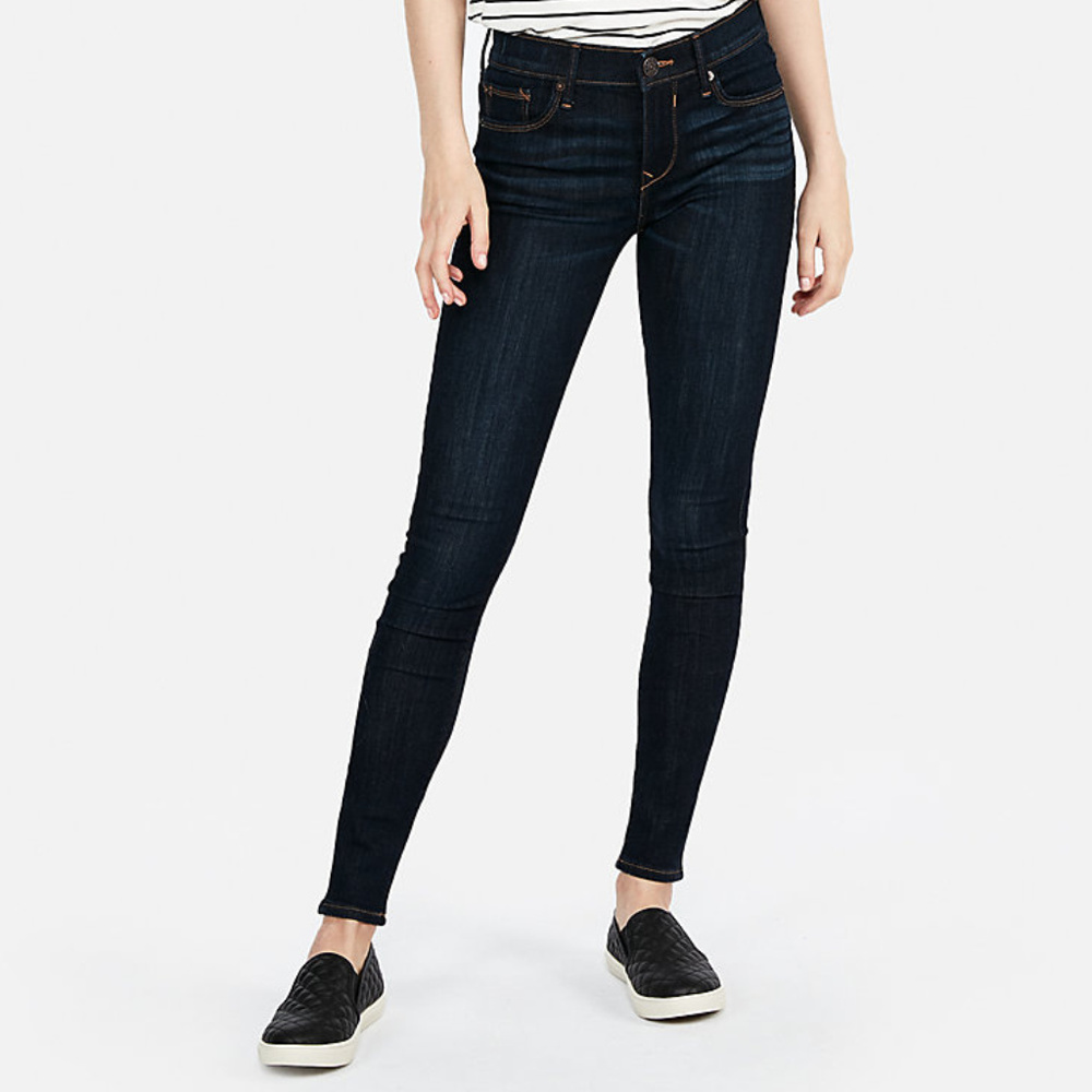 Express Mid Rise Dark Wash Stretch Jean Leggings